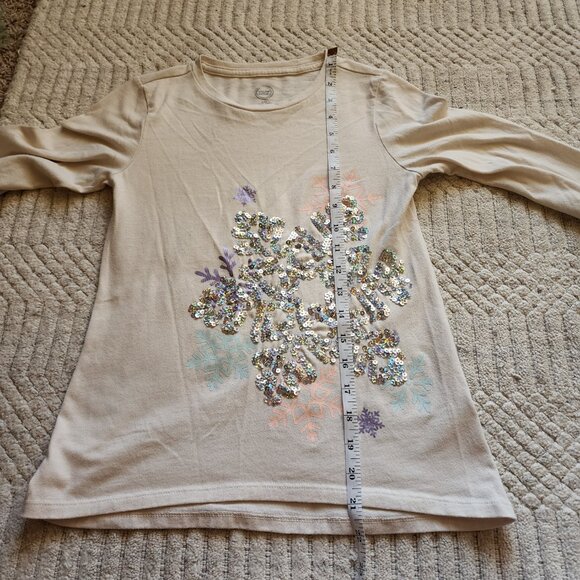 ❄️ Wonder Nation Girls Sequin Snowflake Long Sleeve Top – Size LG (10–12) - Picture 13 of 13